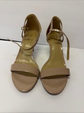 Nude Patent Ankle Strap Sandals - Women